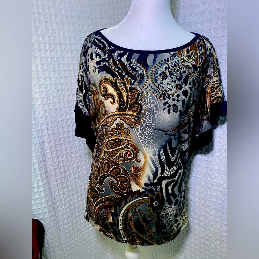 The Dress Barn Elegant Paisley Animal Print Women's Top sz small
